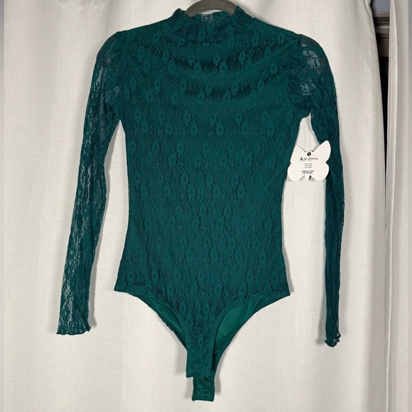 Self Esteem Emerald Green Lace Long Sleeve Bodysuit XS - Picture 8 of 8